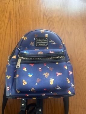 Loungefly Disney Parks Snacks Icons Navy Mini Backpack Used One Size Rare